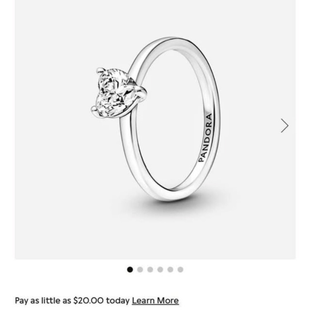 Pandora Silver Heart-Shaped Stone Ring